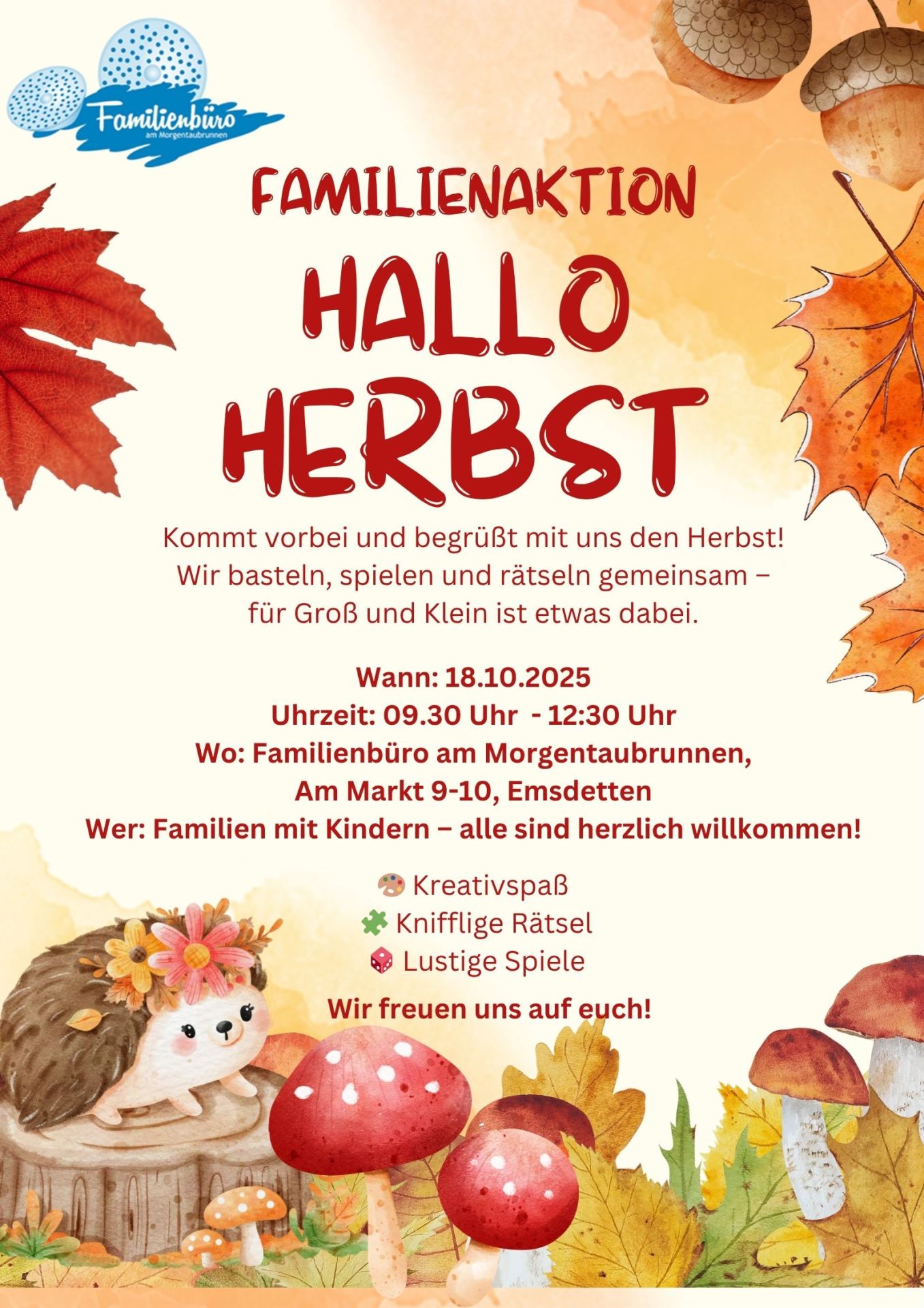 Red and Orange Watercolor Hello Autumn Poster - 1 Red and Orange Watercolor Hello Autumn Poster - 1