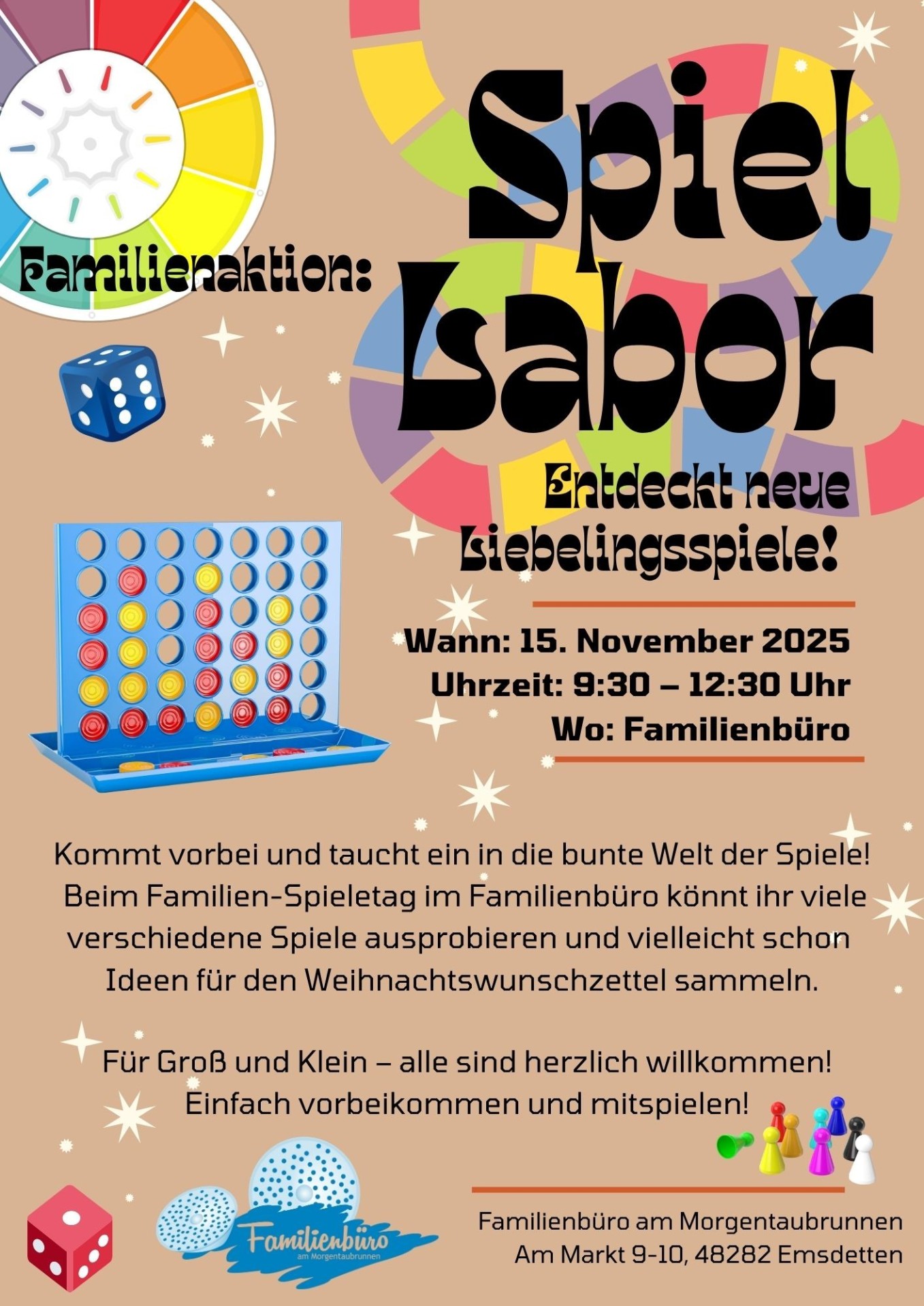 Orange and Brown Bold Retro Illustrative Board Game Night Flyer - 1