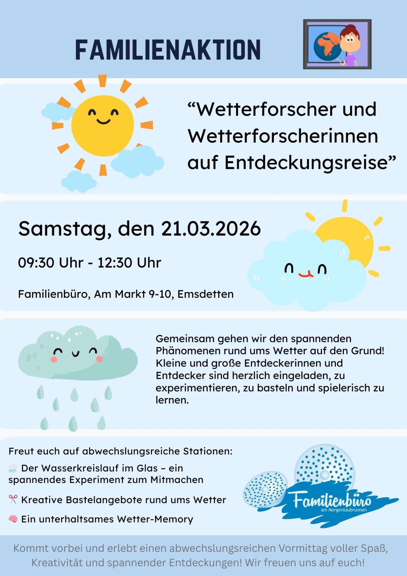 Blue Weather Forecast Class Bulletin Poster - 1